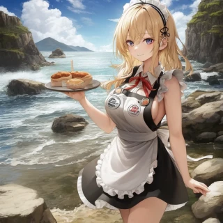 Wavy hair, Masterpiece, Naked apron